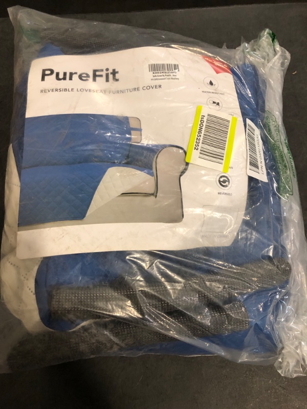 Photo 1 of PureFit Reversible Quilted Sofa Cover, Water Resistant Slipcover Furniture Protector, Washable Couch Cover with Non Slip and Elastic Straps for Kids, Pets (Loveseat, Classic Blue/Ivory)
