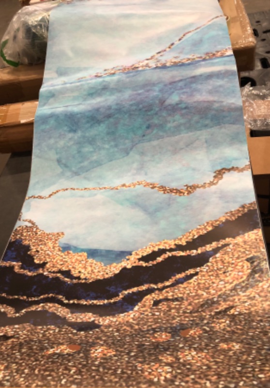 Photo 1 of Abstract Blue Marble Fake Stone Texture Liquid Paint Gold PVC Wallpaper Removable Self-Adhesive Contact Paper Peel and Stick Waterproof Wallpaper Indoor Decoration Living Room TV Backdrop