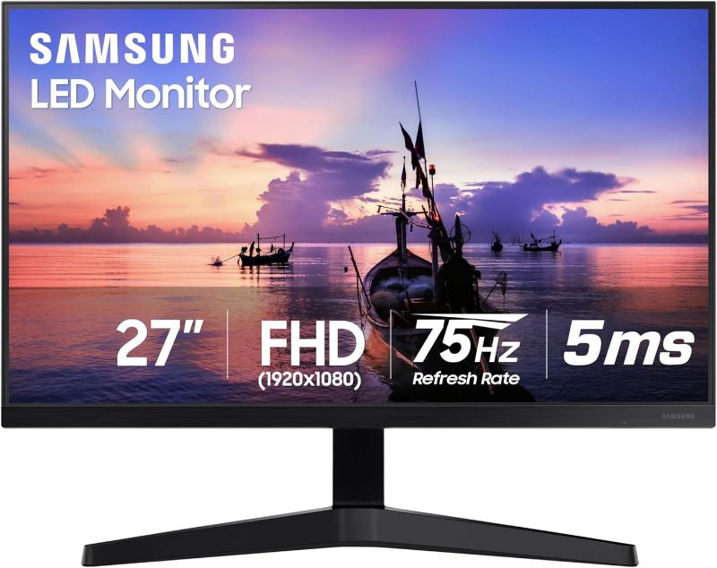 Photo 1 of Samsung 27' T35F Series FHD 1080p Computer Monitor, 75Hz, IPS Panel, HDMI, VGA (D-Sub), AMD FreeSync, Wall Mountable, Game Mode, 3-Sided Border-Less, Eye Care, LF27T350FHNXZA
