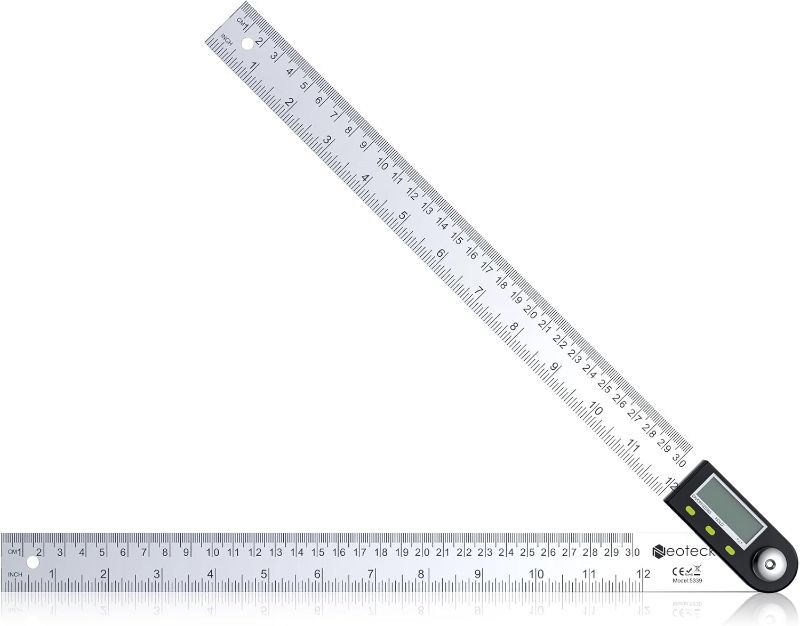 Photo 1 of Neoteck 12 inch/30cm Stainless Steel Digital Angle Finder Protractor Ruler with Data Holding Function for Woodworking Construction Repairing