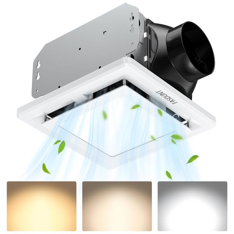 Photo 1 of Bathroom Exhaust Fan with Light - 110 CFM Ventilation, 1.0 Sones - Easy Installation, Energy Efficient, White Finish, Dimmable LED 3000K/4000K/5000K for Home Bath Office Hotel