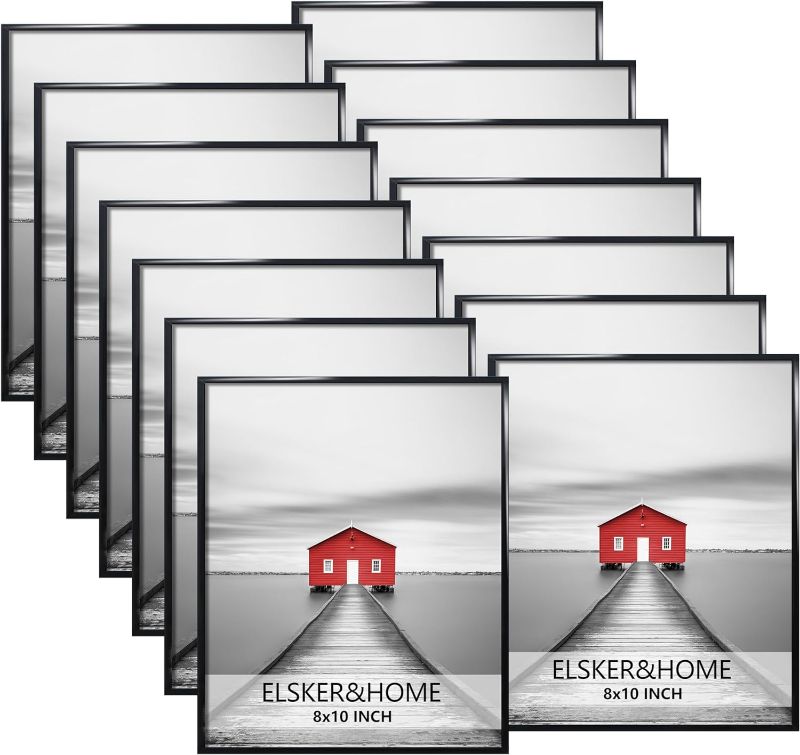 Photo 1 of ELSKER&HOME 8x10 Picture Frame Set of 12, Black Multi Pack for Wall & Tabletop Mounting in Horizontal or Vertical Format