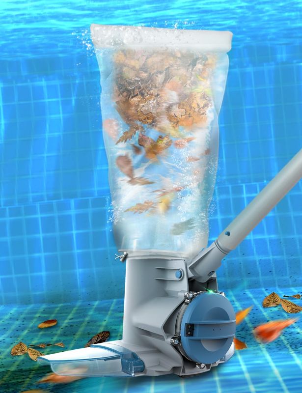 Photo 1 of KOKIDO Rechargeable Heavy Duty Pool Leaf Vacuum, 62GPM Powerful Suction, Standard and Fine Oversized Filter Bags, Commercial Power Vac for Leaves and Debris, for Inground and Above Ground Pools XV910