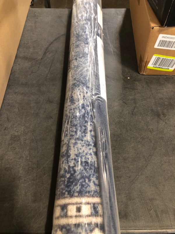 Photo 1 of Antep Rugs Alfombras Modern Bordered 3x5 Non-Skid (Non-Slip) Low Profile Pile Rubber Backing Indoor Area Rugs (Navy Blue, 3' x 5')