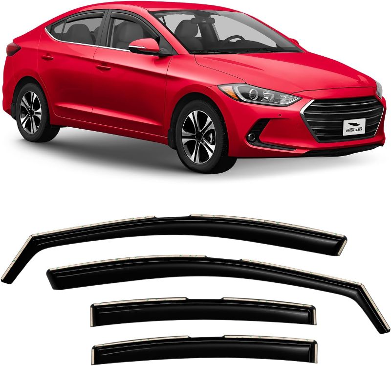 Photo 1 of Voron Glass in-Channel Extra Durable Rain Guards for Hyundai Elantra 2017-2020 Sedan, Window Deflectors, Vent Window Visors, 4 Pieces - 220197