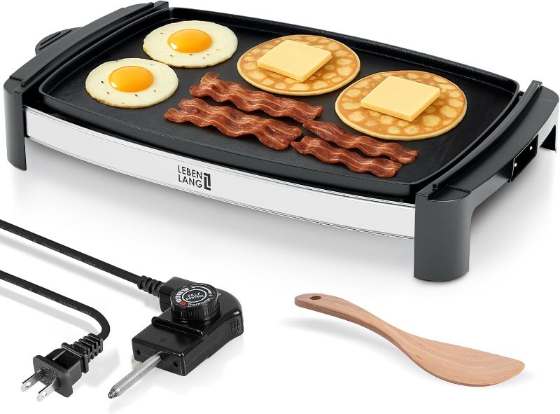 Photo 1 of 18" Large Electric Griddle Grill - For Eggs, Pancakes, Burgers I Removable Temperature Control & Nonstick Coating I Indoor grill flat top griddle pan electric griddles plancha para cocinar