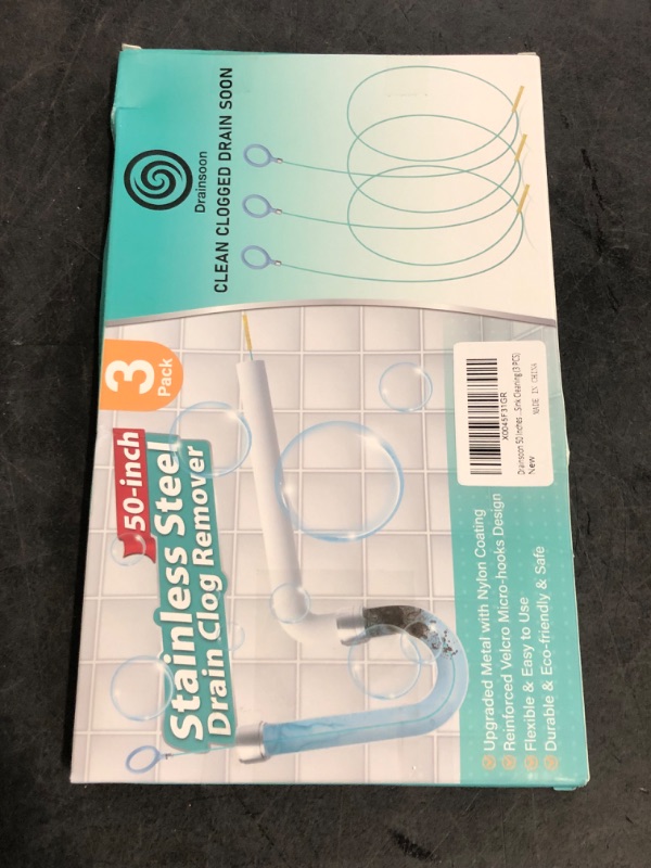 Photo 1 of EastLink 50 Inch Sink Snake Hair Drain Clog Remover, Anti-Break Steel Drain Snake Drain Hair Removal Tool, Flexible Shower Snake Drain Augers for Bathroom, Bathtub Drain Hair Catcher, 3 Pack