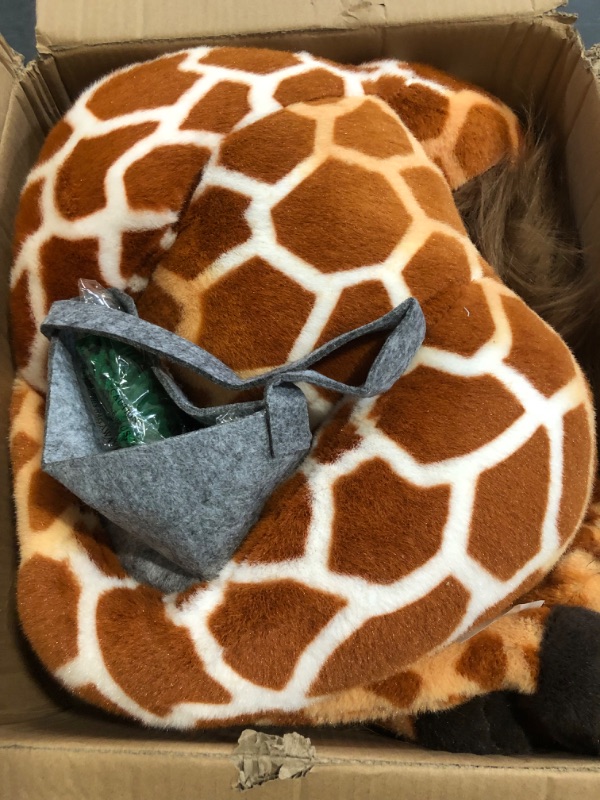 Photo 1 of Giant Stuffed Giraffe Animal Set, 47 Inch Large Giraffe Plush Toy for Kids with Bird & Basket & Leaves & Card, Toddler Lifelike Standing Toys Stuffed Animal Gift for Girls Boys