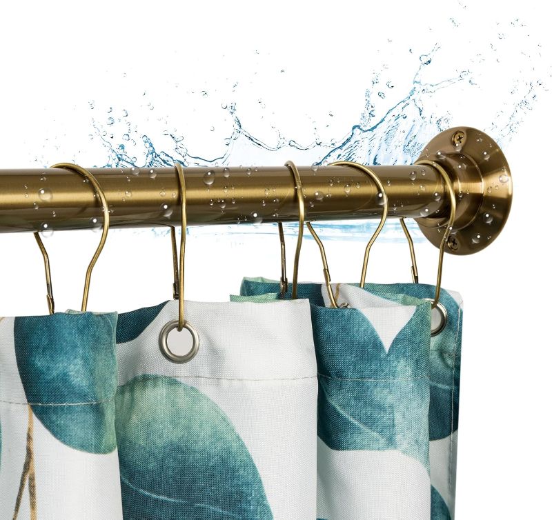 Photo 1 of *See Clerk Comments** Artiwell 60" Heavy Duty Straight Shower Rod With Shower Rod Flange, Permanent Mount Shower Curtain Rod With Screws Bracket, Never Rust Stainless Steel, Window Curtain and Closet Rod, Champagne Bronze