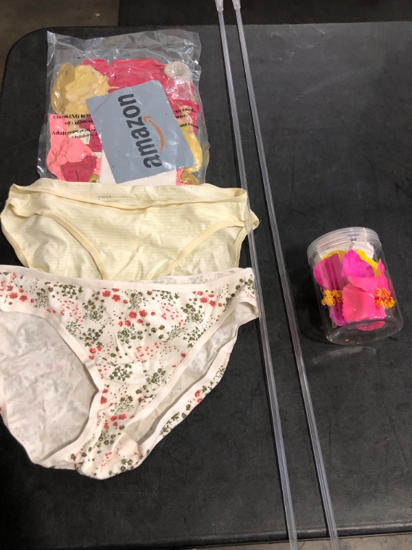 Photo 1 of Small Bundle of 5 Miscellaneous Items , Underwear Size L , Hawaiian Hair Clips, Blinds Stick and Birthday Party Balloons