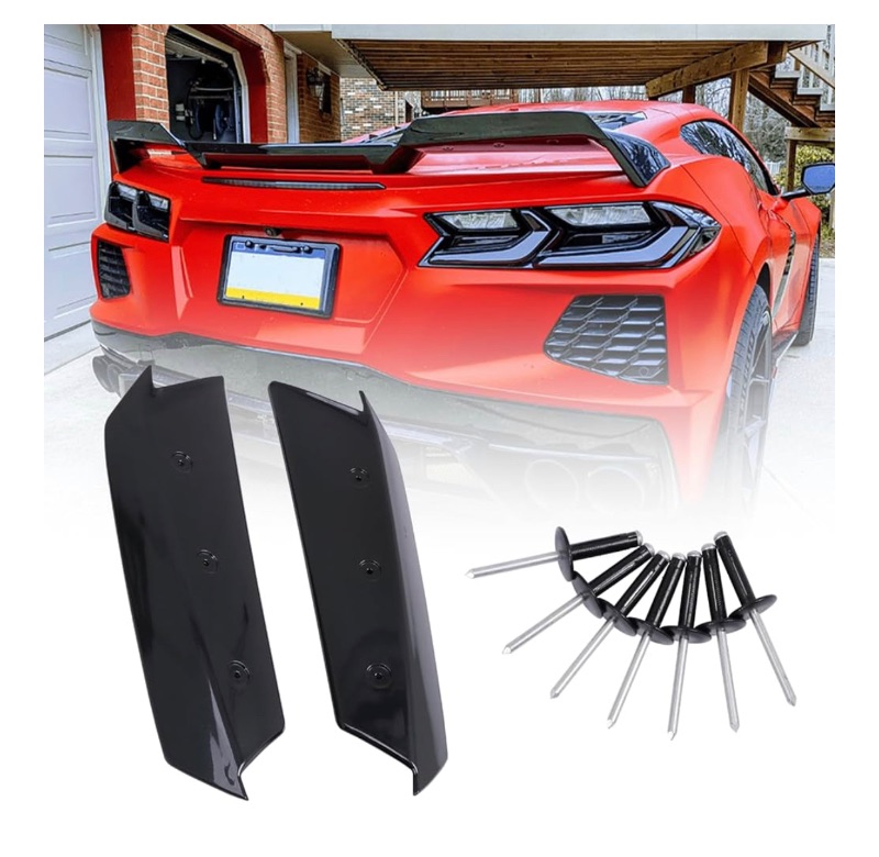 Photo 1 of Missing Screws** Etesan Upgrade Rear Spoiler Wickers Fit for Corvette C8 z51 2020 2021 2022 2023 2024 Double Sided Glossy Black 