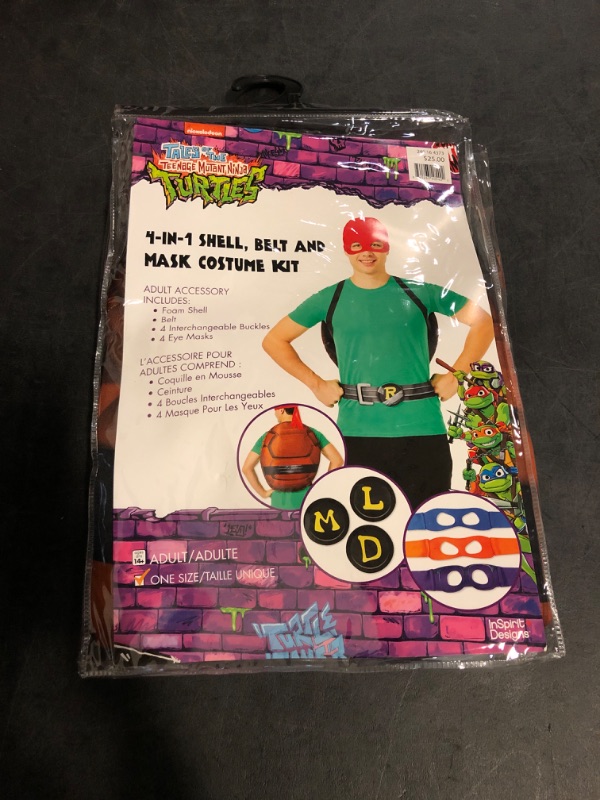 Photo 1 of One Size Fits All Adults Teenage Mutant Ninja Turtles Mayhem 4in1 Halloween Costume Accessory Kit 