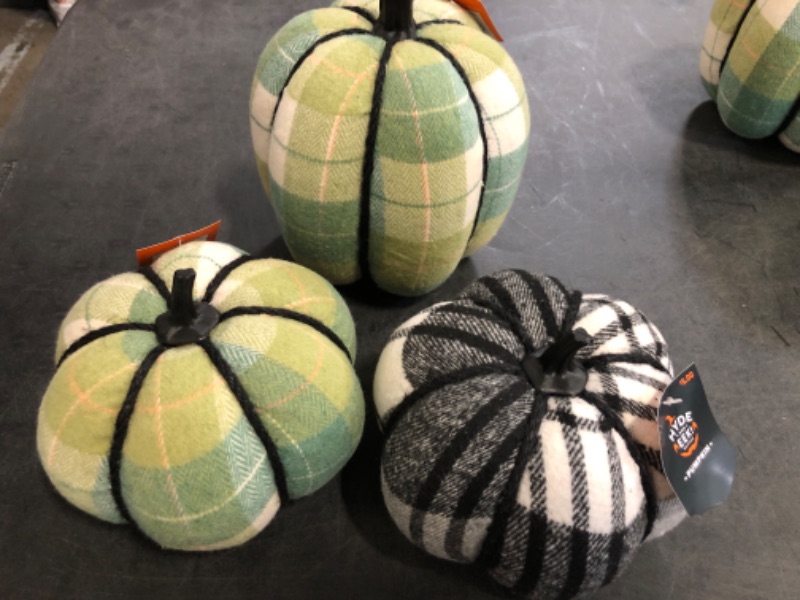 Photo 1 of 3 Plaid Fall Pumpkin Decor Different Sizes 