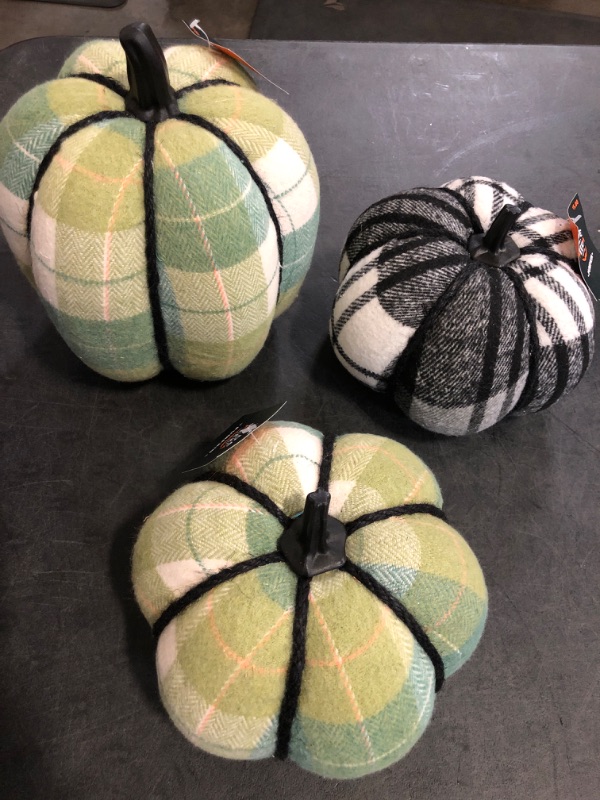 Photo 1 of 3 Plaid Fall Pumpkin Decor Different Sizes 