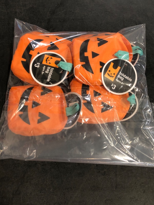 Photo 1 of 6 Foldable Pumpkin Bags for Halloween Trick or Treat