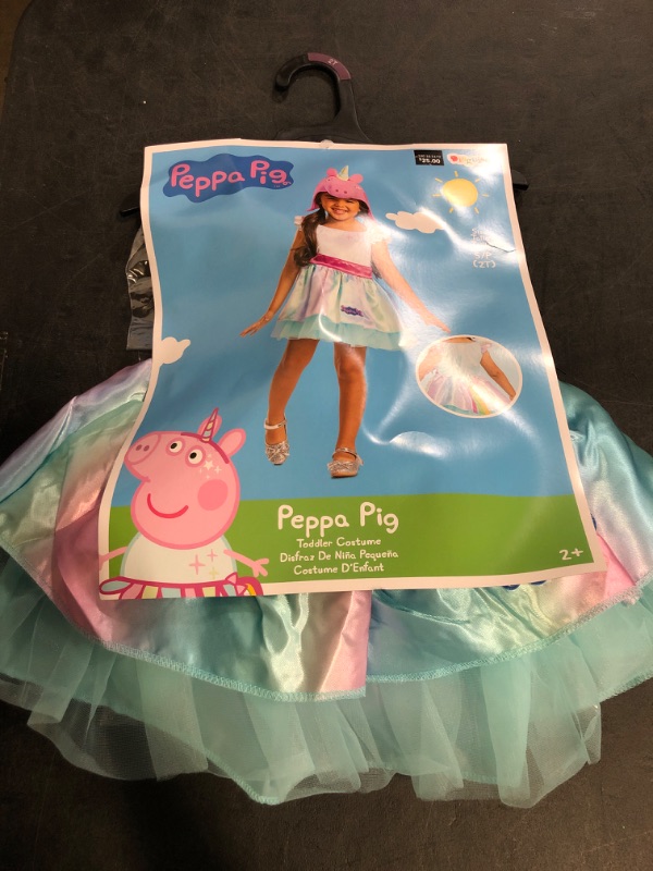 Photo 1 of Size S (2T) Disguise Peppa Unicorn Toddler Costume, Official Peppa Pig Costume Outfit and Headpiece, Size (2T)