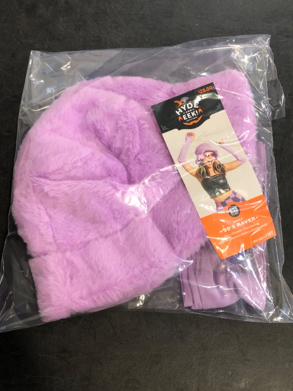 Photo 1 of New Hyde and Eek 90s Rave Hat, Sleeves, Glasses. Costume, Dress up, OSFM Purple