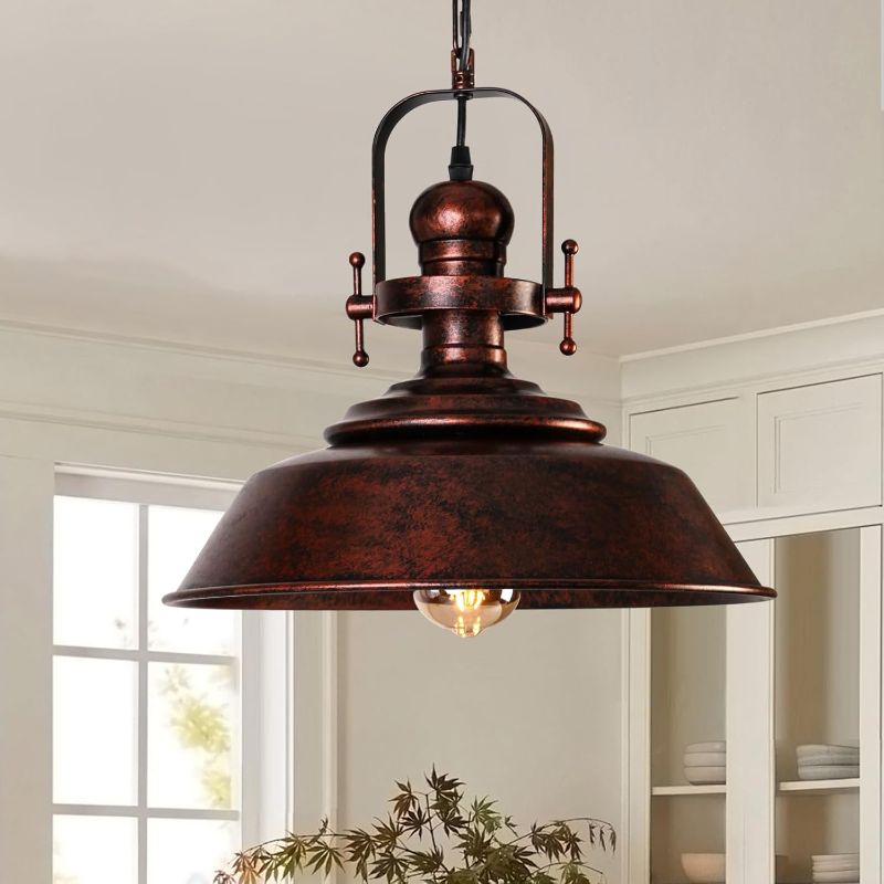 Photo 1 of Copper Pendant Light Fixture, Farmhouse Kitchen Island Lighting, Industrial Hanging Lamp,Rustic Large Pendant Lights for Dining Room Bar Porch Restaurant Foyer Hallway E26