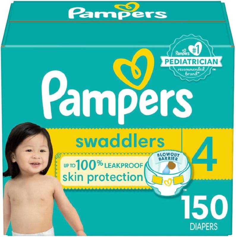 Photo 1 of Pampers Baby Diapers - Swaddlers - Size 4, 150 Count, Ultra Absorbent Disposable Infant Diaper