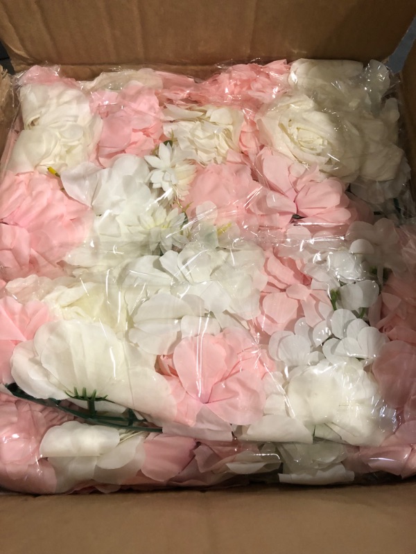 Photo 1 of FOTSHARER Pink Flower Wall Backdrop 15''x15'' Floral Rose Wall Panels 12 Pack Artificial Flower Wall Wedding Flower Backdrop Wall 3D Flower Wall Panels for Backdrop Birthday Party Bridal Showers Decor