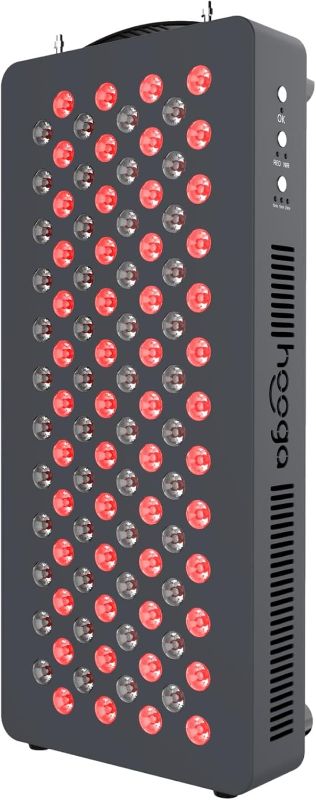 Photo 1 of Hooga Red Light Therapy for Face and Body, Red 660nm Near Infrared 850nm, 100 LEDs, High Power Panel for Pain Relief, Sleep, Skin Health, Anti-Aging, Energy, Recovery. Hanging Kit Included. HG500