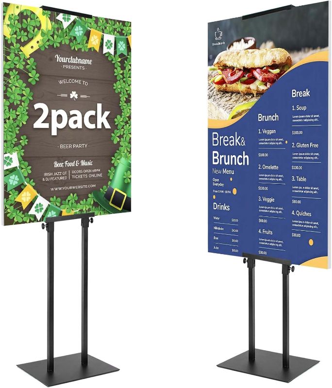 Photo 1 of 2PACK Poster Stand Adjustable Poster Holder Stand, Foam Board Stand for Display, Heavy Duty Pedestal Sign Holder, Metal Stand for Display Board Up to 83"