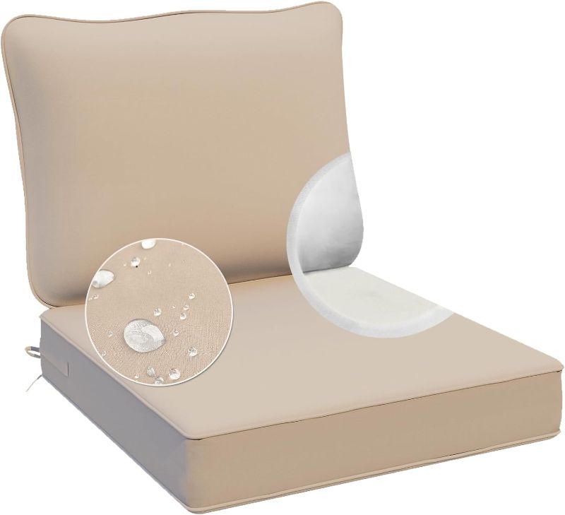Photo 1 of AAAAAcessories Outdoor Deep Seat Cushions, Waterproof, Fade-Resistant Patio Furniture Replacement Cushions