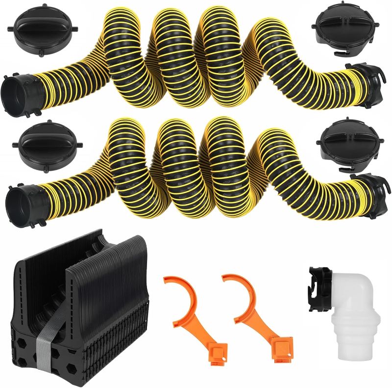 Photo 1 of 20FT RV Sewer Hose Kit with Support and Wrench, 24-Mil Heavy Duty TPE Material for Abrasion Resistance and Crush Protection, Camper RV Extension Hose with Pre-Attached Bayonet Fittings