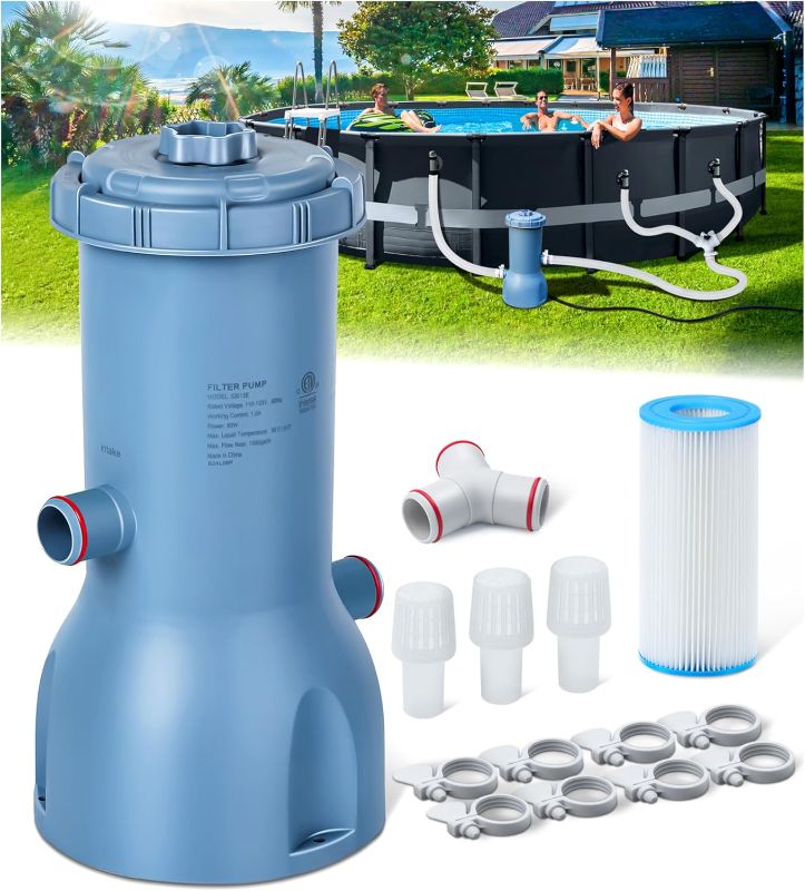 Photo 1 of Pro Series 1000 GPH Above Ground Pool Filter Pump, Powerful Pool Cartridge Filter Pump, Water Circulation and Filtration System -Improved Water Clean & Clarity, Pools Pumps Above Ground-Gray
