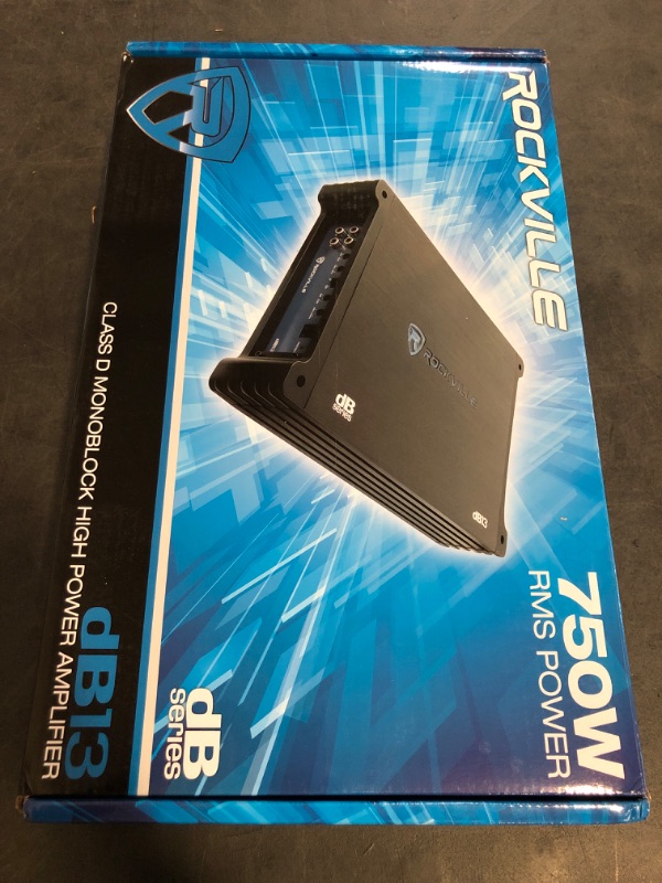 Photo 1 of Rockville dB13 3000W Mono 2-Ohm Car Amplifier, High-Speed MOSFET, Adjustable 12dB Crossover, LED, Remote Sub Control, Perfect for Car Audio and Subs