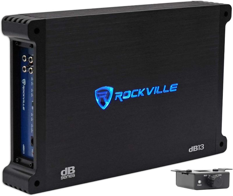 Photo 1 of Rockville dB13 3000W Mono 2-Ohm Car Amplifier, High-Speed MOSFET, Adjustable 12dB Crossover, LED, Remote Sub Control, Perfect for Car Audio and Subs