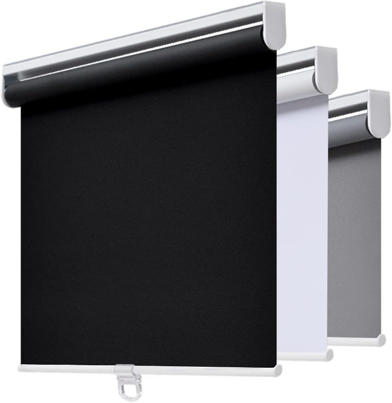 Photo 1 of AOSKY Cordless Roller Shades Blackout Blinds for Windows Room Darkening Rolled Up Shades with Spring System, UV Protection Window Shades Door Blinds for Home and Office (29" W x 72" H, Black)