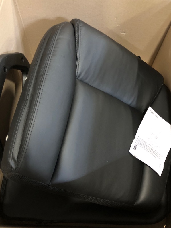 Photo 1 of Classic Puresoft PU Padded Mid-Back Height Adjustable Office Computer Desk Chair with Armrest, 26"D x 23.75"W x 42"H, Black