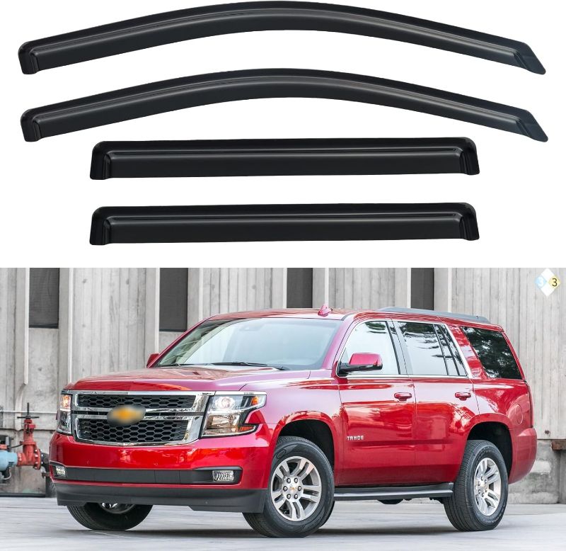 Photo 1 of Window Rain Guards Visors for 2015-2020 Chevy Tahoe/GMC Yukon (Not for XL or Denali), Out-Channel Window Vent Wind Shades Deflectors for 15-20 Cadillac Escalade(Not In-Channel Style)