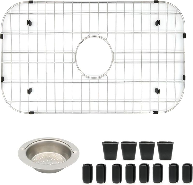 Photo 1 of Kitchen Sink Grid 26-1/8"x14-1/4 - Heavy Duty Kitchen Sink Protector with Built-in Strainer & Center Drain, Non-Slip Rubber Feet & Scratch Resistant Bottom Guard