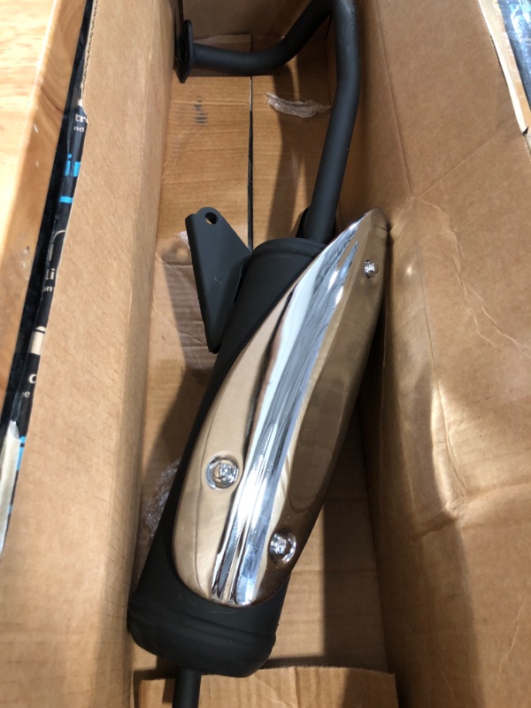 Photo 1 of Minho Exhaust System Muffler forTaotao scooter Replacement GY6 50cc 49cc 80cc Exhaust Muffler QMB139 Complete Set with Heat Shield Compatible with Peace, Jonway, ATM50, Pony and Many Others (black)