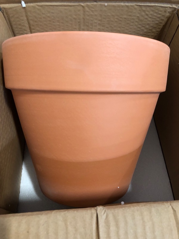 Photo 1 of INGOFIN Terracotta Pot with Saucer - 10 Inch Ceramic Clay Pot for Plants with Drainage Hole, Large Terra Cotta Flower Planter with Tray for Indoor Outdoor Plants