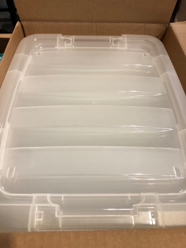 Photo 1 of IRIS USA 19 Qt Stackable Plastic Storage Bins with Lids, 6 Pack - BPA-Free, Made in USA - See-Through Organizing Solution, Latches, Durable Nestable Containers, Secure Pull Handle - Clear