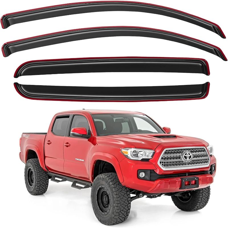 Photo 1 of In-Channel Window Visors Rain Guards for 2016-2023 Toyota Tacoma Double Cab, Window Vent Wind Deflectors Visors Shades for 16-23 Tacoma