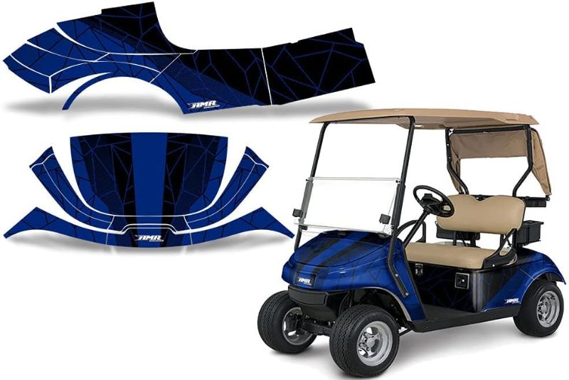 Photo 1 of AMR Racing Golf Cart Graphics kit Sticker Decal Compatible with E-Z-GO TXT 2014-2018 - Geometrik Blue Black