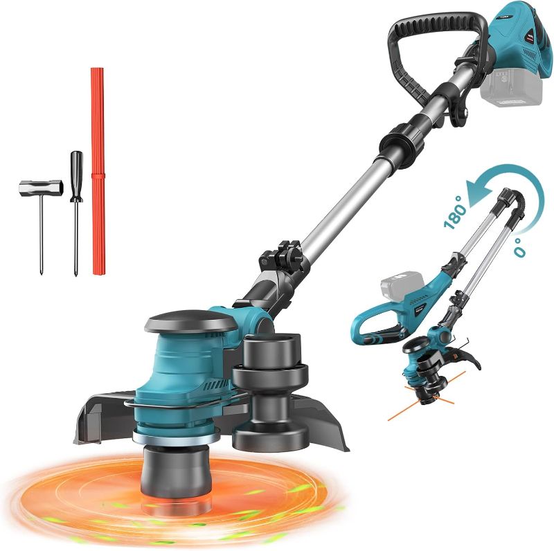 Photo 1 of Cordless String Trimmer for Makita 18V Battery, Folding 3 in1 Weed Eater with Brushless Motor & Battery Level Display, 11" Electric Weed Wacker/Edger Trimmer/Lawn Mower for Yard Garden 