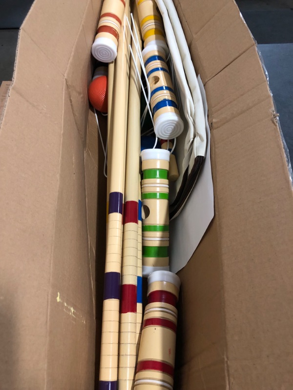 Photo 1 of Ropoda 35In Updated Six-Player Croquet Set with Wooden Mallets, Colored Balls, Sturdy Carrying Bag for Adults &Kids, Croquet Set Perfect for Lawn,Backyard,Park and More