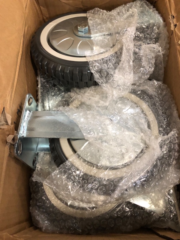 Photo 1 of 8 Inch Solid Caster Wheels Casters Heavy Duty Anti-Skid Polychloride Rotating Caster Wheels with 360 Degree Bearing Castors Top Plate with Brake 2 Fixed,1760 lbs Capacity