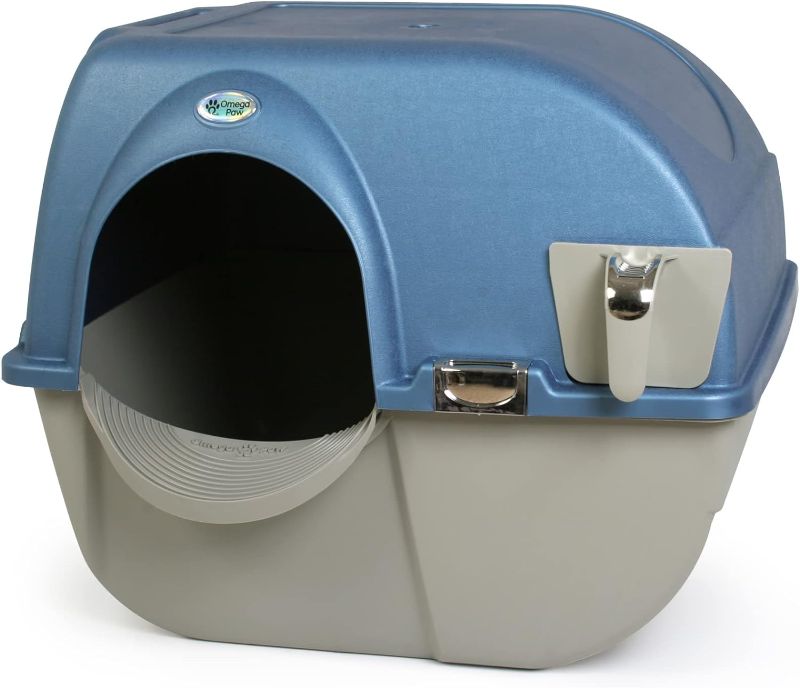 Photo 1 of Omega Paw Premium Roll 'n Clean Litter Box Large,Cat, Peral Blue 