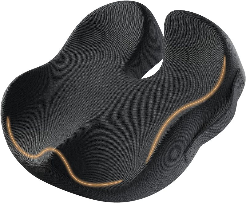 Photo 1 of ProtoArc Seat Cushion for Tailbone Pain Relief, Office Chair Cushion, Coccyx Cushion, Ergonomic Memory Foam Seat Cushion for Home, Car, Pressure Relief Pad for Hip, Coccyx, All Day Comfort - Black
