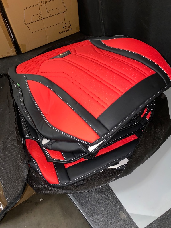Photo 1 of FLORICH Seat Covers for Cars, Waterproof Seat Covers, Leather Car Seat Covers 2 Pack, Universal Seat Cushion Protector for Most Cars Trucks SUV-Black&Red
