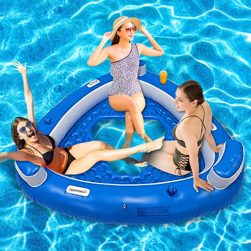 Photo 1 of Vaygway Inflatable Floating Island Pool Float –Comfortable Relaxation Inflatable Floating Lake Pool Lounger Raft Water Float for River Beach Tanning Floating
