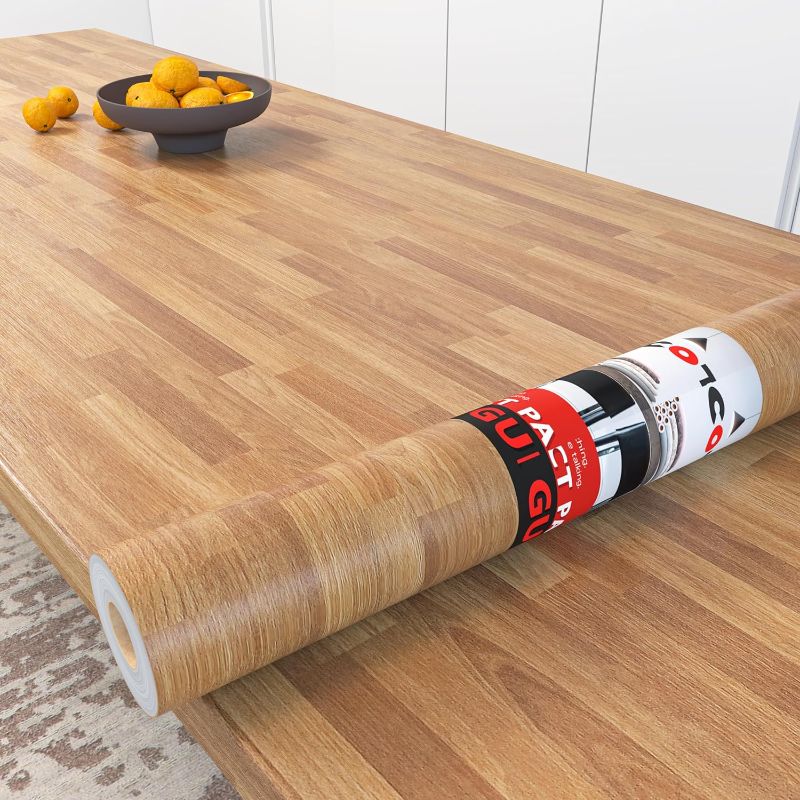 Photo 1 of Decotalk 30"x120" Butcher Block Wood Contact Paper Peel and Stick Countertop Contact Paper Waterproof Wood Grain Wallpaper Butcher Block Wallpaper Removable Wooden Butcher Block Vinyl
