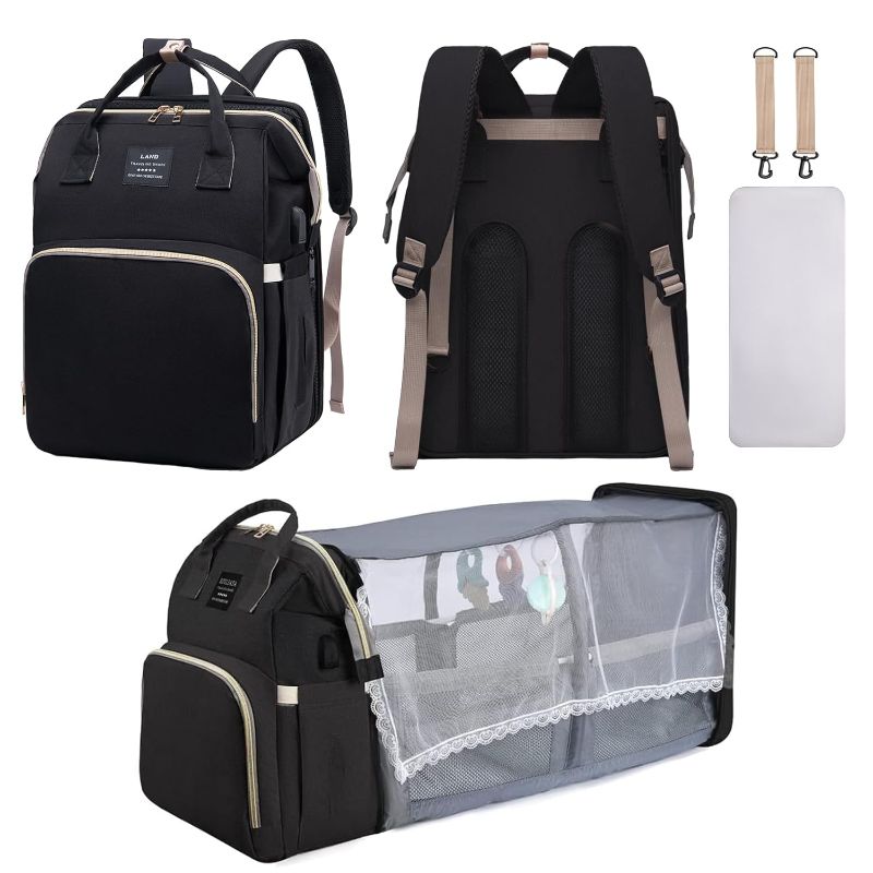 Photo 1 of Diaper Bag Backpack, Multifunctional Baby Diaper Bag, Diaper Changing Station for Boys Girls, Large Capacity Travel Baby Bag for Mom Dad with Insulated Pocket & Strap
