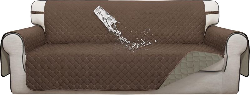 Photo 1 of ISSUNTEX Double Protection 100% Waterproof Sofa Covers for Living Room, Couch Covers for 3 Cushion Couch Sofa, Reversible Furniture Protector Sofa Cover for Dogs, Pets, Kids (Sofa, Brown/Beige)
